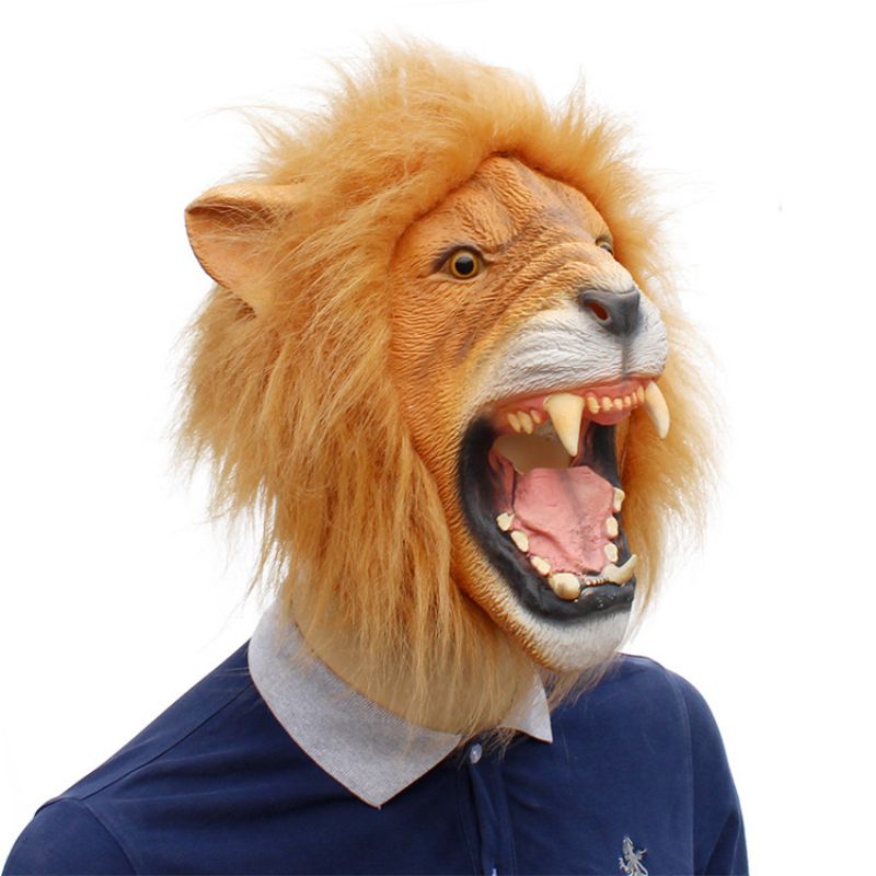 Halloween New Animal Lion Latex Mask Party Danse Cocktail Rekvisitter 37*32*27