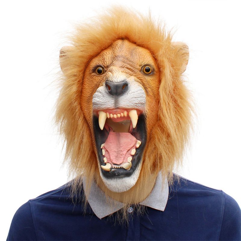 Halloween New Animal Lion Latex Mask Party Danse Cocktail Rekvisitter 37*32*27