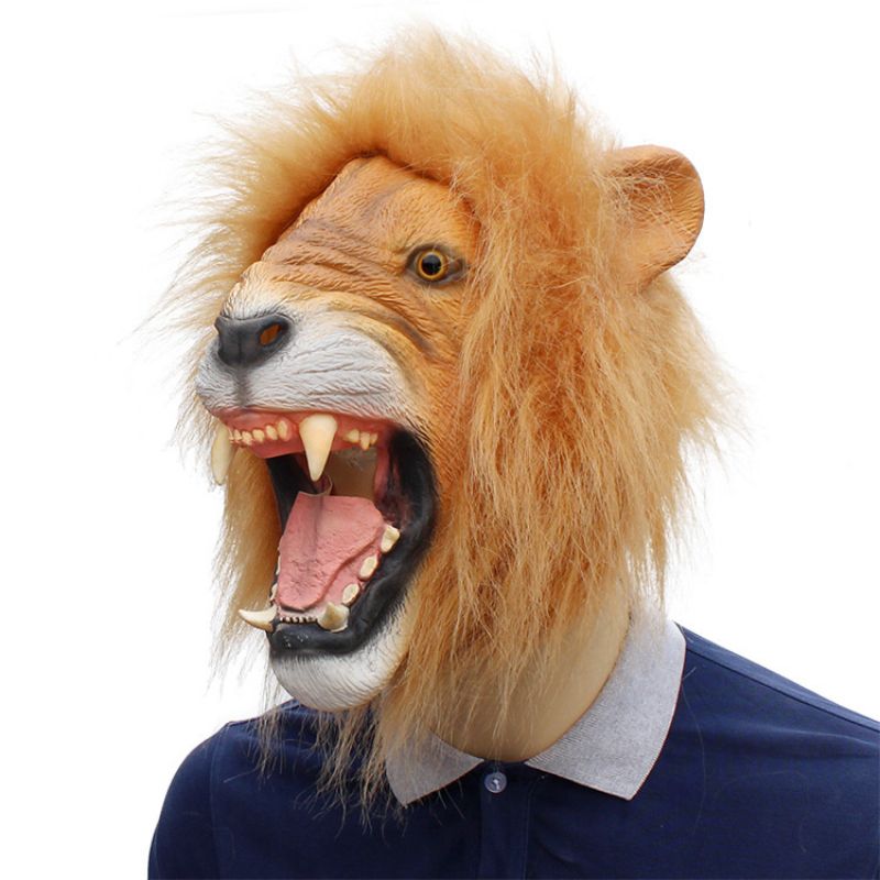 Halloween New Animal Lion Latex Mask Party Danse Cocktail Rekvisitter 37*32*27