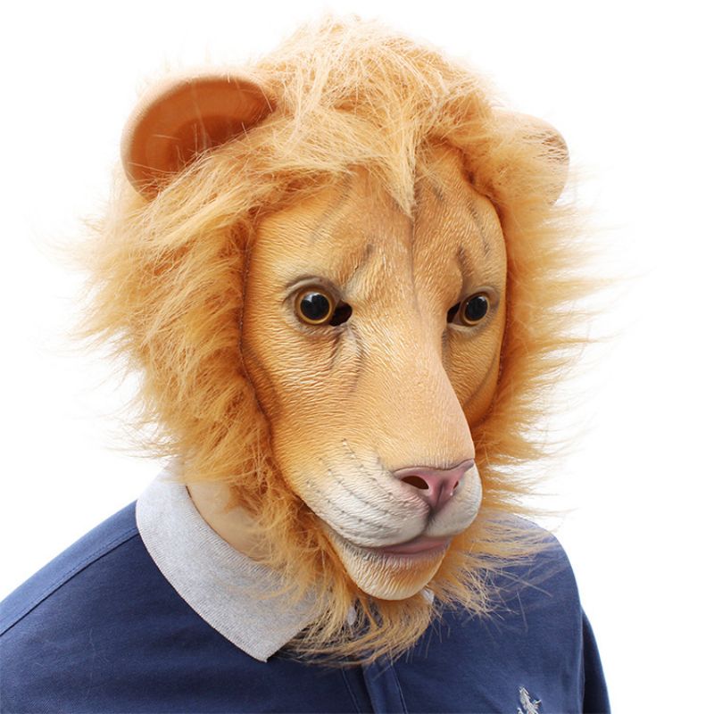 Halloween New Animal Lion Latex Mask Party Danse Cocktail Rekvisitter 37*32*27