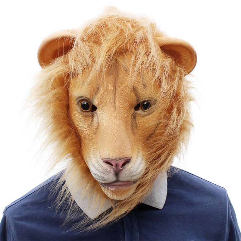 Halloween New Animal Lion Latex Mask Party Danse Cocktail Rekvisitter 37*32*27