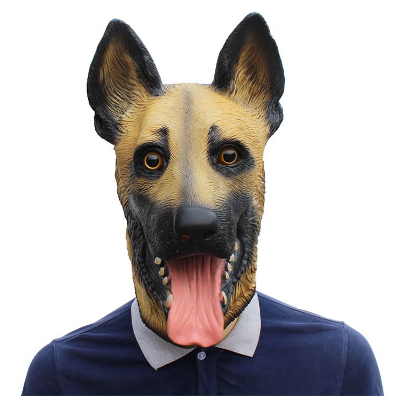 Halloween New Dog Animal Mask Party Danse Bar Wolf Dog Latex Hodeplagg