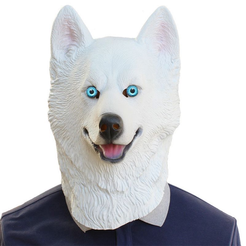 Halloween New Dog Animal Mask Party Danse Bar Wolf Dog Latex Hodeplagg