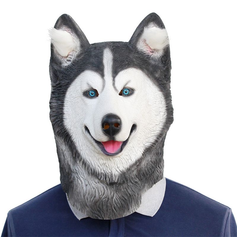 Halloween New Dog Animal Mask Party Danse Bar Wolf Dog Latex Hodeplagg