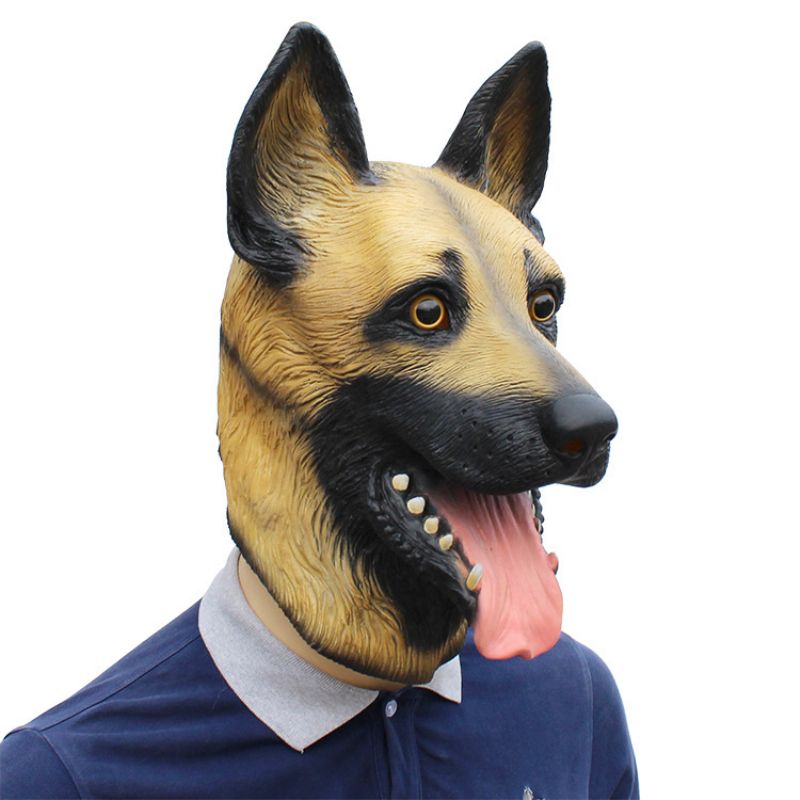 Halloween New Dog Animal Mask Party Danse Bar Wolf Dog Latex Hodeplagg