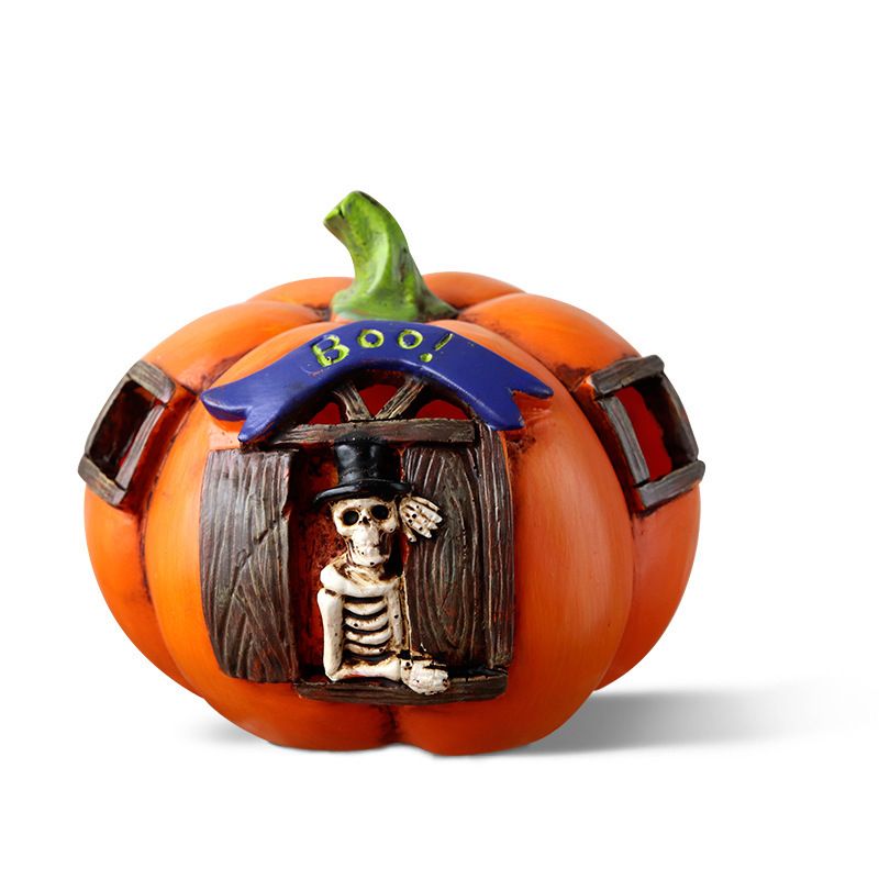 Halloween Resin Pumpkin Lantern Ghost Festival Mall Desktop Atmosphere Led Skull Hode Lampe Bar Secret Room Spøkelseshus Dekorasjon