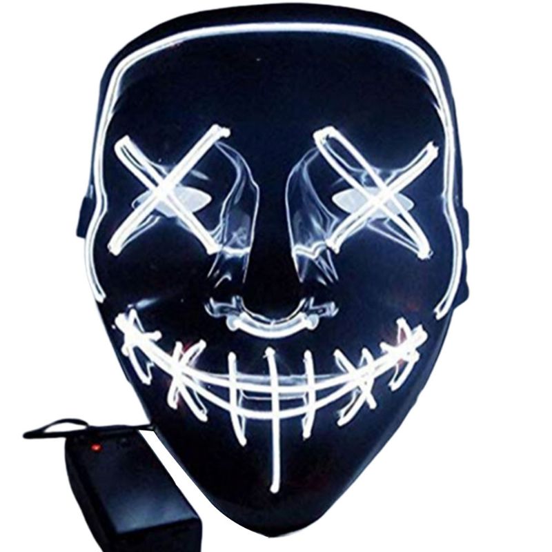 Halloween Selvlysende Led Maske Svart Bunn El Wire Mask Ktv Ball Party 10 Farger