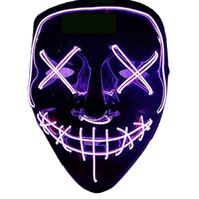 Halloween Selvlysende Led Maske Svart Bunn El Wire Mask Ktv Ball Party 10 Farger