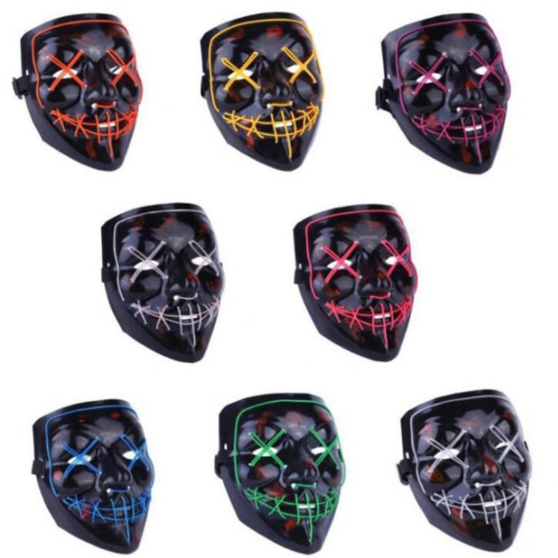 Halloween Selvlysende Led Maske Svart Bunn El Wire Mask Ktv Ball Party 10 Farger