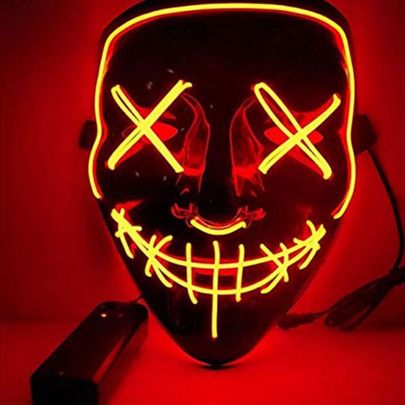 Halloween Selvlysende Led Maske Svart Bunn El Wire Mask Ktv Ball Party 10 Farger