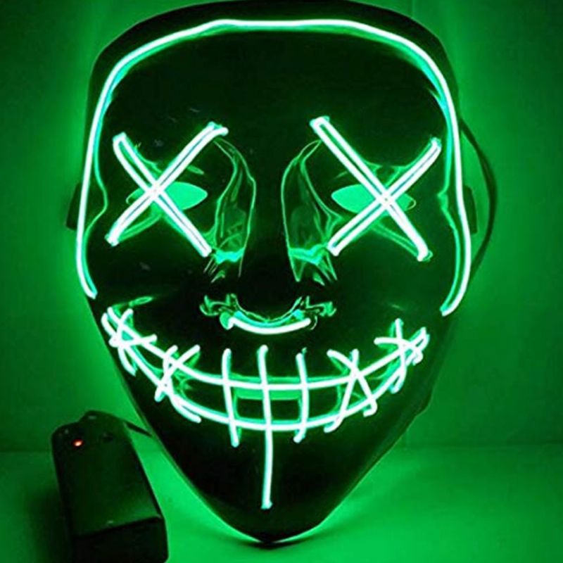 Halloween Selvlysende Led Maske Svart Bunn El Wire Mask Ktv Ball Party 10 Farger