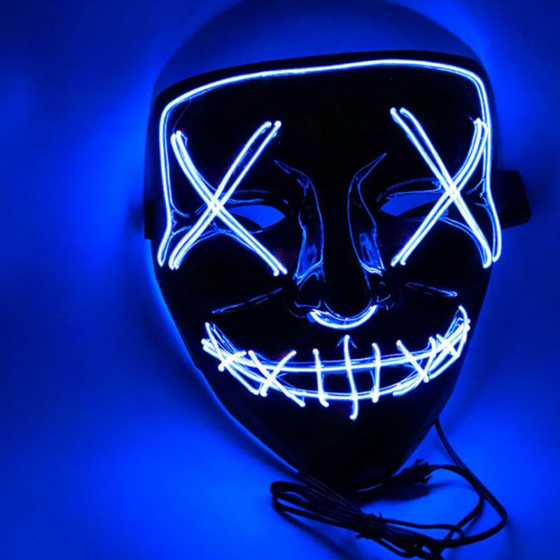 Halloween Selvlysende Led Maske Svart Bunn El Wire Mask Ktv Ball Party 10 Farger