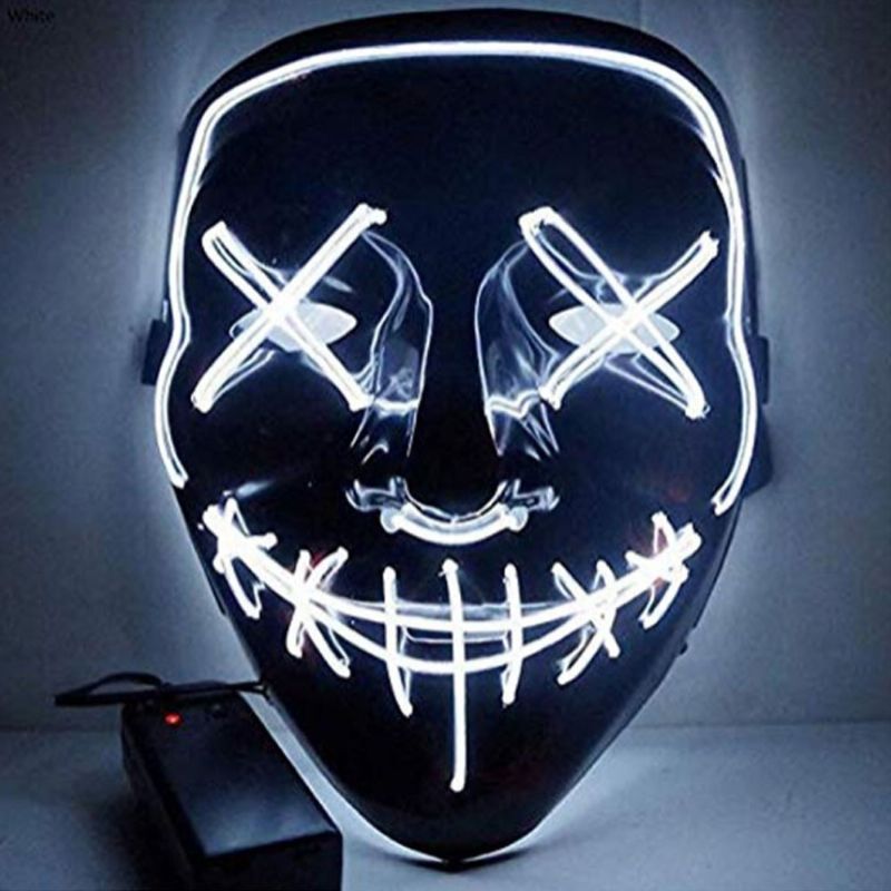 Halloween Selvlysende Led Maske Svart Bunn El Wire Mask Ktv Ball Party 10 Farger