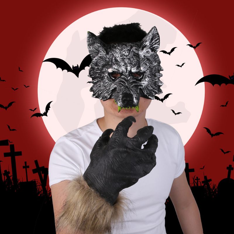 Halloween Werewolf Mask Wolf Glove Combination Configuration Horror Devil Masquerade Prop