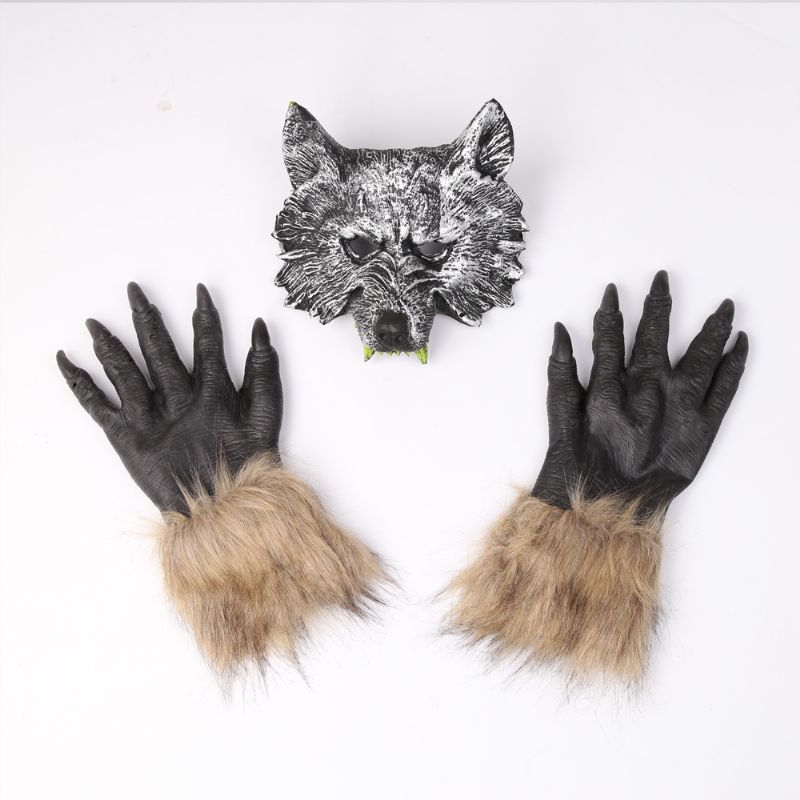 Halloween Werewolf Mask Wolf Glove Combination Configuration Horror Devil Masquerade Prop