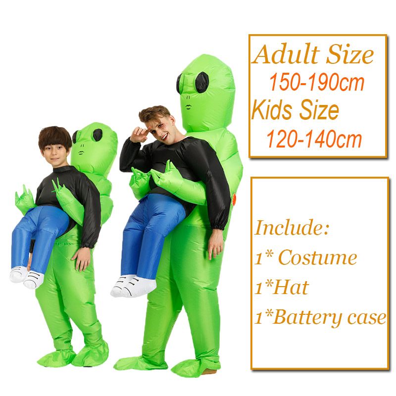 Hot Green Alien Oppblåsbart Kostyme Cosplay-kostyme Funny Blow Up Suit Festkostyme Fancy Dress Halloween-kostyme For Voksne Barn