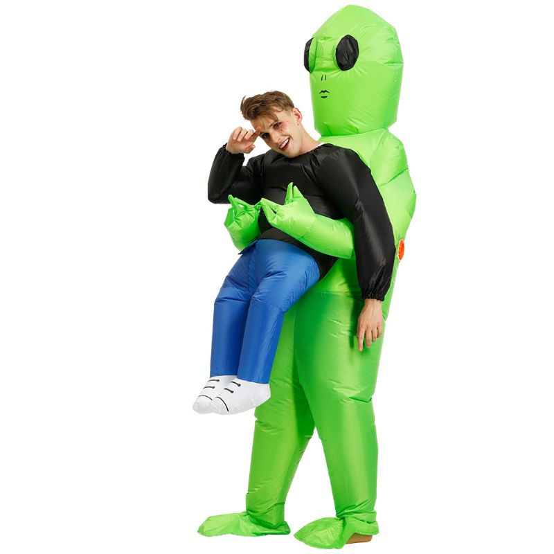 Hot Green Alien Oppblåsbart Kostyme Cosplay-kostyme Funny Blow Up Suit Festkostyme Fancy Dress Halloween-kostyme For Voksne Barn