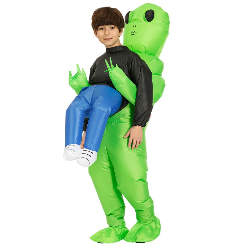 Hot Green Alien Oppblåsbart Kostyme Cosplay-kostyme Funny Blow Up Suit Festkostyme Fancy Dress Halloween-kostyme For Voksne Barn