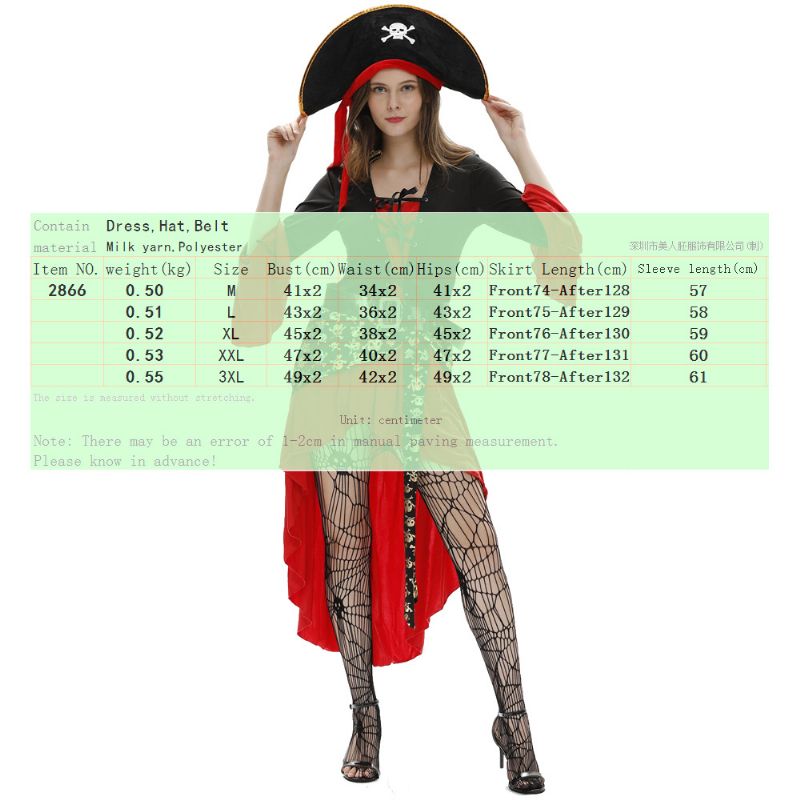 Kvinners Halloween Sexy Pirate Costume Cosplay Rollespill Uniform