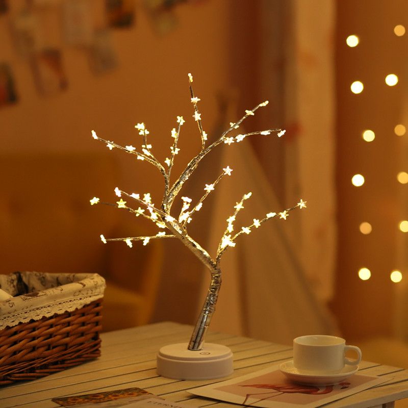 Led Tree Light Creative Gift Stars Snowflake Lanterne Kobbertråd Lys Dekorasjon Nattlys