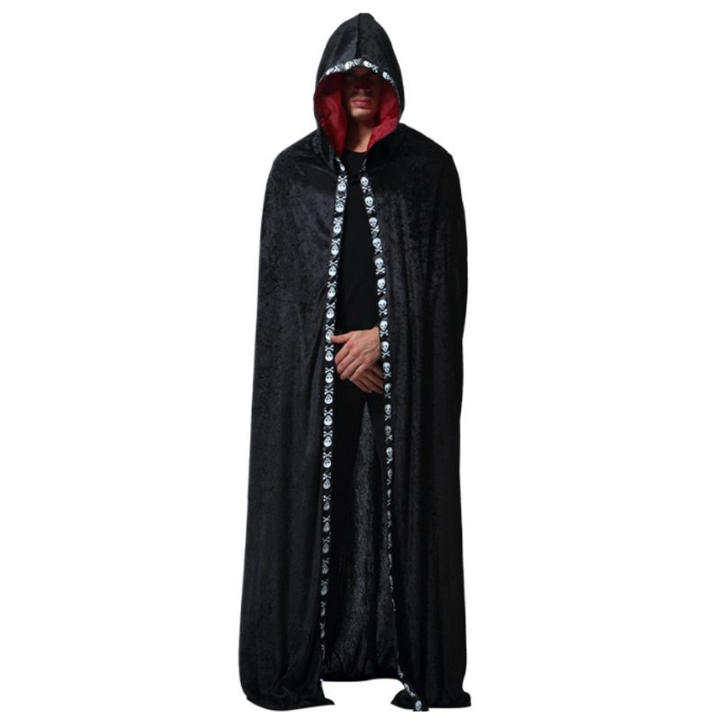 Men's Ghost Wizard Robe For Halloween Day's Cosplay Hette Lang Performance Kappe Mann Mantle