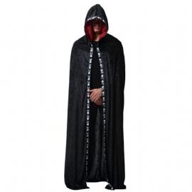 Men's Ghost Wizard Robe For Halloween Day's Cosplay Hette Lang Performance Kappe Mann Mantle