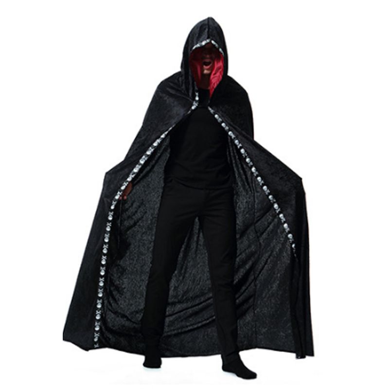 Men's Ghost Wizard Robe For Halloween Day's Cosplay Hette Lang Performance Kappe Mann Mantle