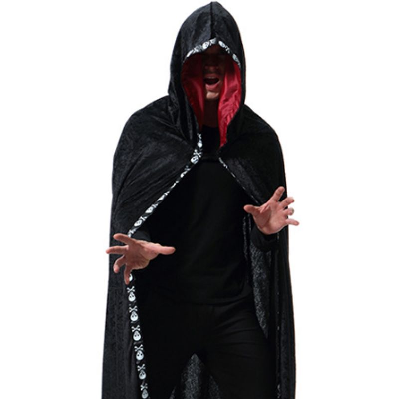 Men's Ghost Wizard Robe For Halloween Day's Cosplay Hette Lang Performance Kappe Mann Mantle