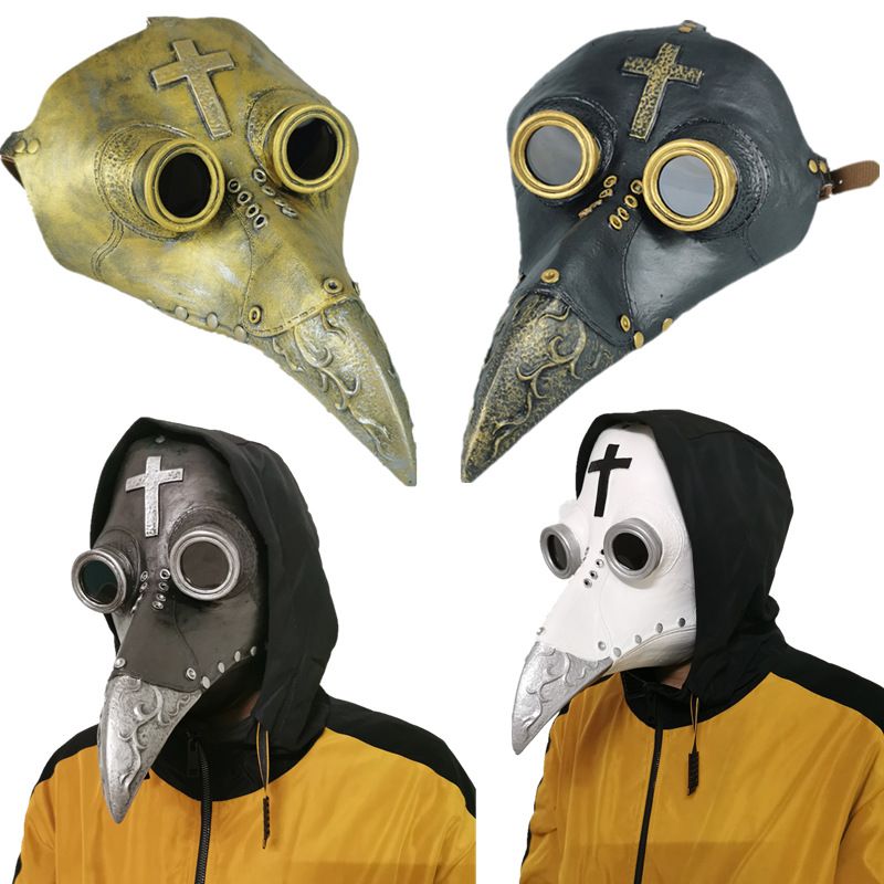 Morsom Middelalderske Steampunk Plague Doctor Fuglemaske Latex Punk Cosplay Masker Nebb Voksen Halloween Event Rekvisitter