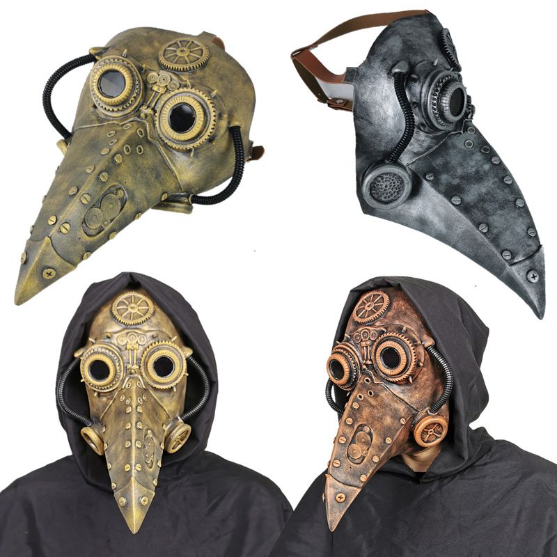 Morsom Middelalderske Steampunk Plague Doctor Fuglemaske Latex Punk Cosplay Masker Nebb Voksen Halloween Event Rekvisitter