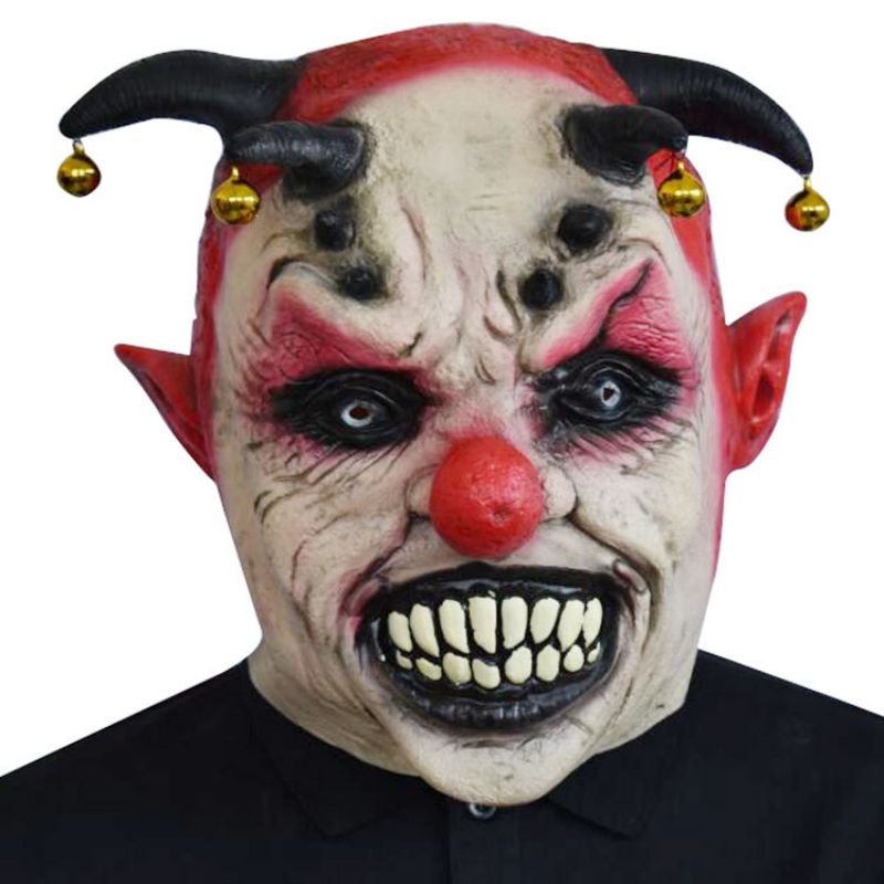 Nye Horror Bells Clown Mask Halloween Latex Circus Hodeplagg Morsomme Festrekvisitter Karneval