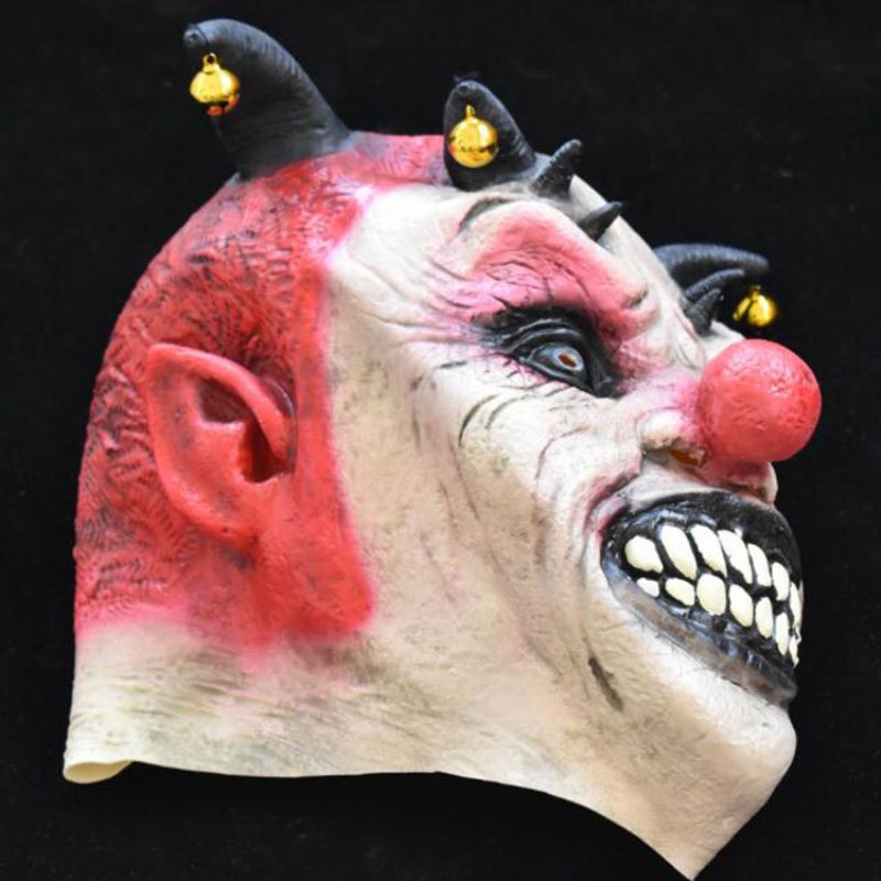 Nye Horror Bells Clown Mask Halloween Latex Circus Hodeplagg Morsomme Festrekvisitter Karneval