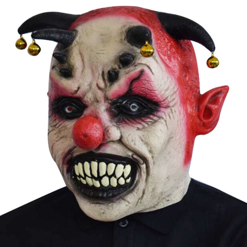 Nye Horror Bells Clown Mask Halloween Latex Circus Hodeplagg Morsomme Festrekvisitter Karneval