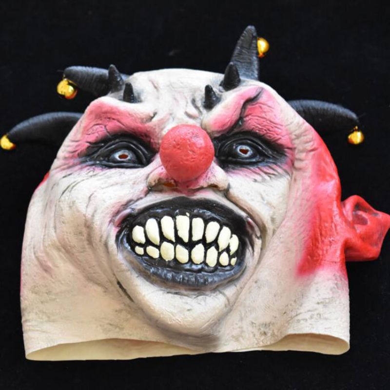 Nye Horror Bells Clown Mask Halloween Latex Circus Hodeplagg Morsomme Festrekvisitter Karneval