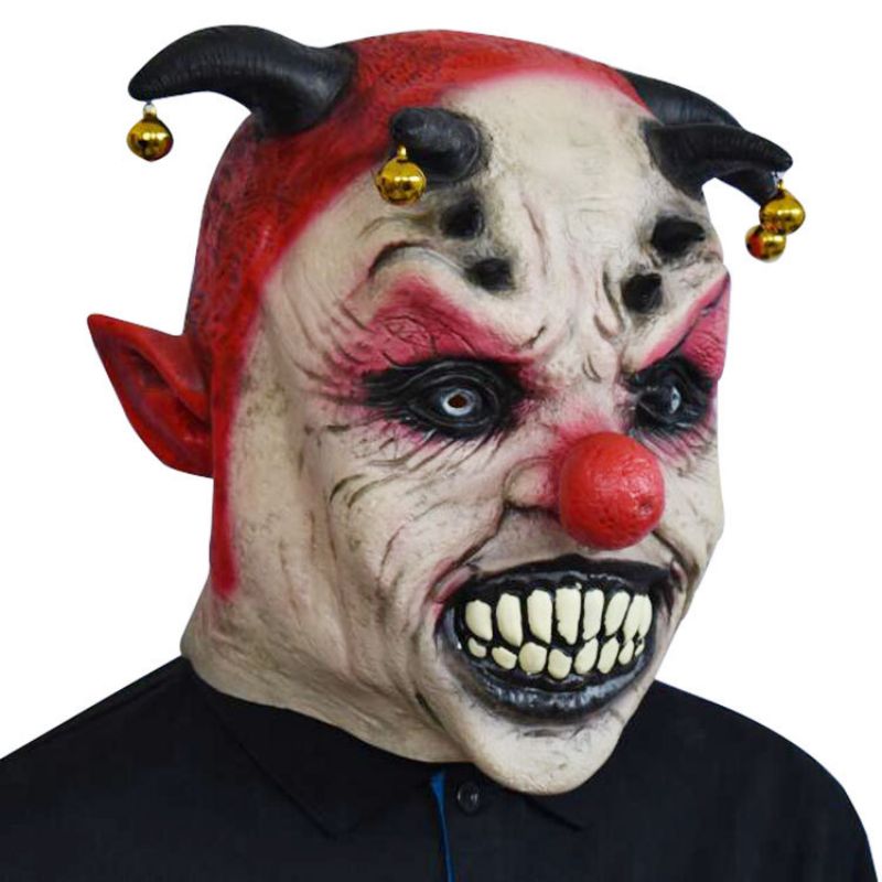 Nye Horror Bells Clown Mask Halloween Latex Circus Hodeplagg Morsomme Festrekvisitter Karneval