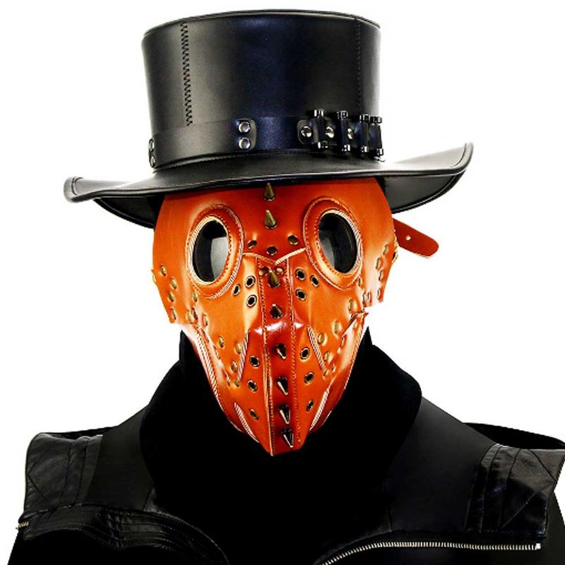 Plague Doctor Fuglehodemaske Lang Nese Steampunk Naglemaske Pustende Pu-lærmaske For Halloween-kostyme