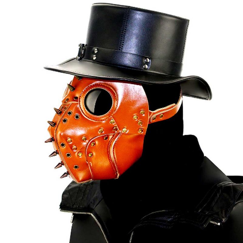 Plague Doctor Fuglehodemaske Lang Nese Steampunk Naglemaske Pustende Pu-lærmaske For Halloween-kostyme