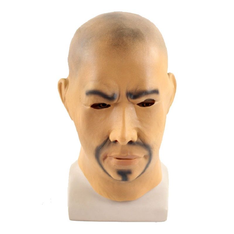 Realistisk Bald Head Asian Man Mask Halloween Masquerade Nyhet Kostyme Party Latex Full