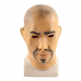 Realistisk Bald Head Asian Man Mask Halloween Masquerade Nyhet Kostyme Party Latex Full