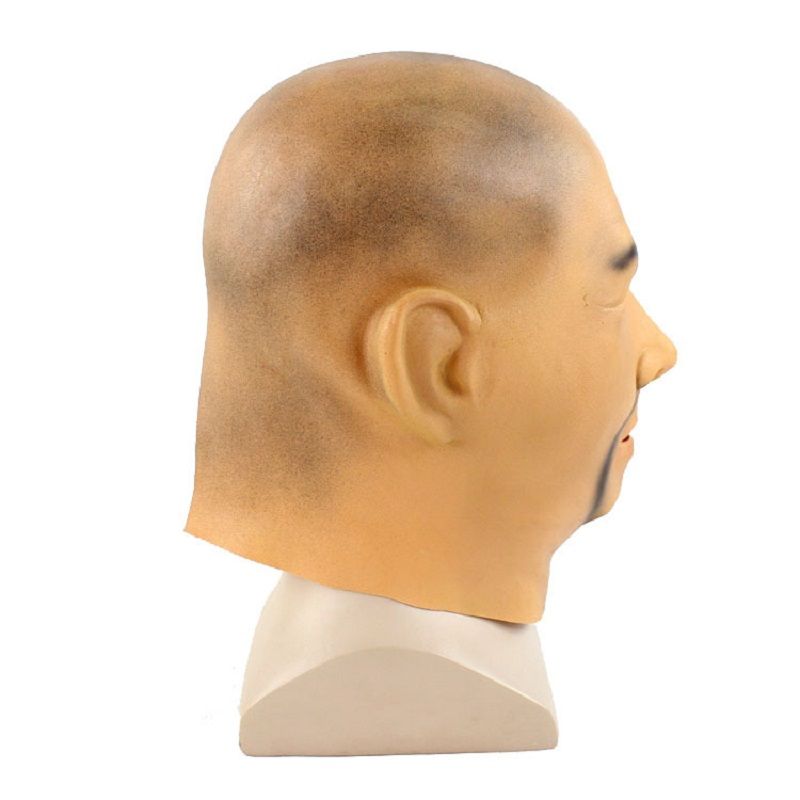 Realistisk Bald Head Asian Man Mask Halloween Masquerade Nyhet Kostyme Party Latex Full