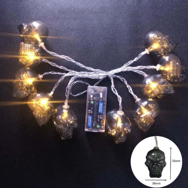 Skeleton Ghost Led String Light Series For Halloween's Day Dekorasjon Gresskar Lights Skull Halloween Lighting Chains Spirit Festival Fargerike Lys