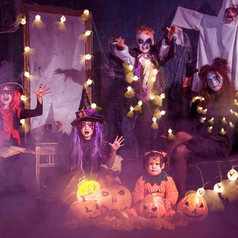 Skjelett Halloween-dekorasjonsslyngelys Batteridrevet 10m 6m 3m 2m 1m Stringlys For Festivalfest Innendørs Og Utendørs Dekorasjon