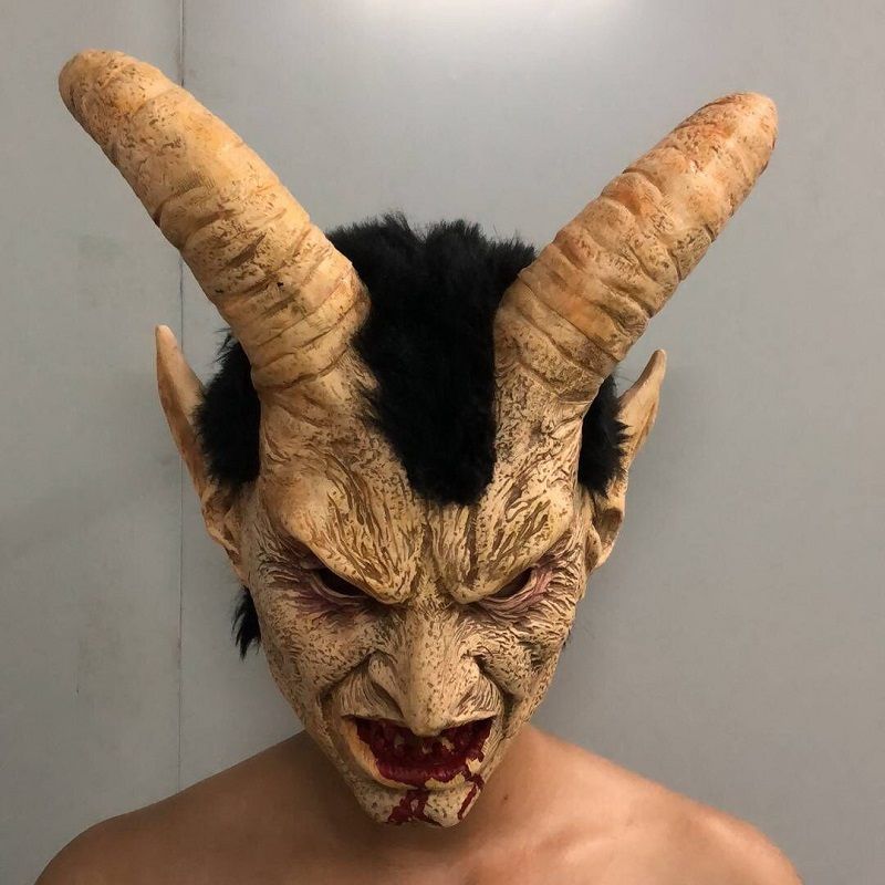 Skremmende Maske Demon Devil Lucifer Horn Mask Halloween Cosplay Festival Festrekvisitter