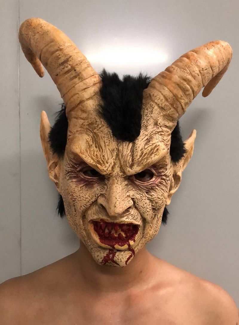 Skremmende Maske Demon Devil Lucifer Horn Mask Halloween Cosplay Festival Festrekvisitter