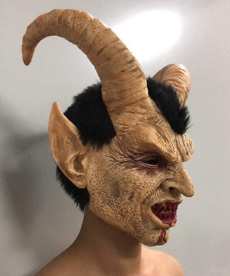 Skremmende Maske Demon Devil Lucifer Horn Mask Halloween Cosplay Festival Festrekvisitter