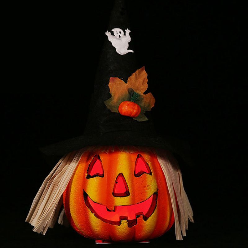 Smilende Ansikt Gresskarlampe Uthult Jack-o-lantern For Halloween Haunted House Skumlaget Batteridrevet Gresskarlys