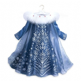 Snow Queen Princess Costumes Elsa Anna Cosplay Kjole Med Vakker Kappe For Jenter In Party