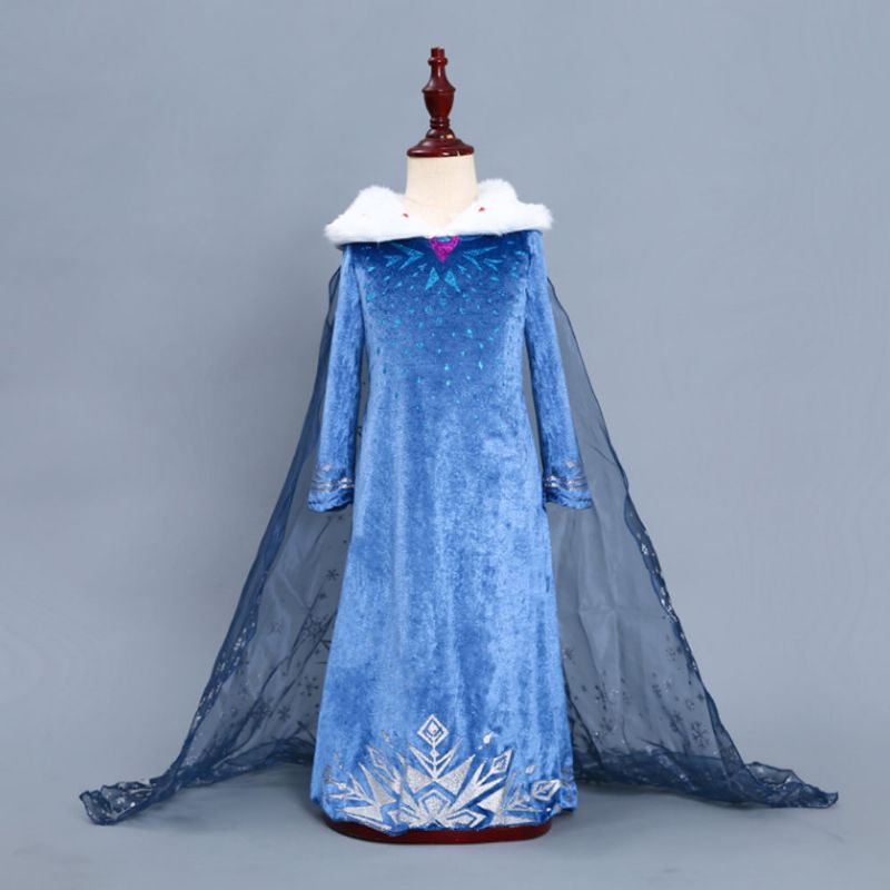 Snow Queen Princess Costumes Elsa Anna Cosplay Kjole Med Vakker Kappe For Jenter In Party