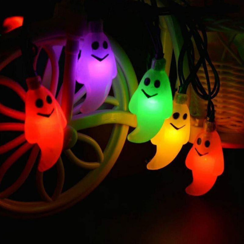 Solcelledrevet 20 30 40 50 Led Fantom Smilende Ansikt Belysning String Party Fargerik Halloween For Room Bar Mall Song Hall