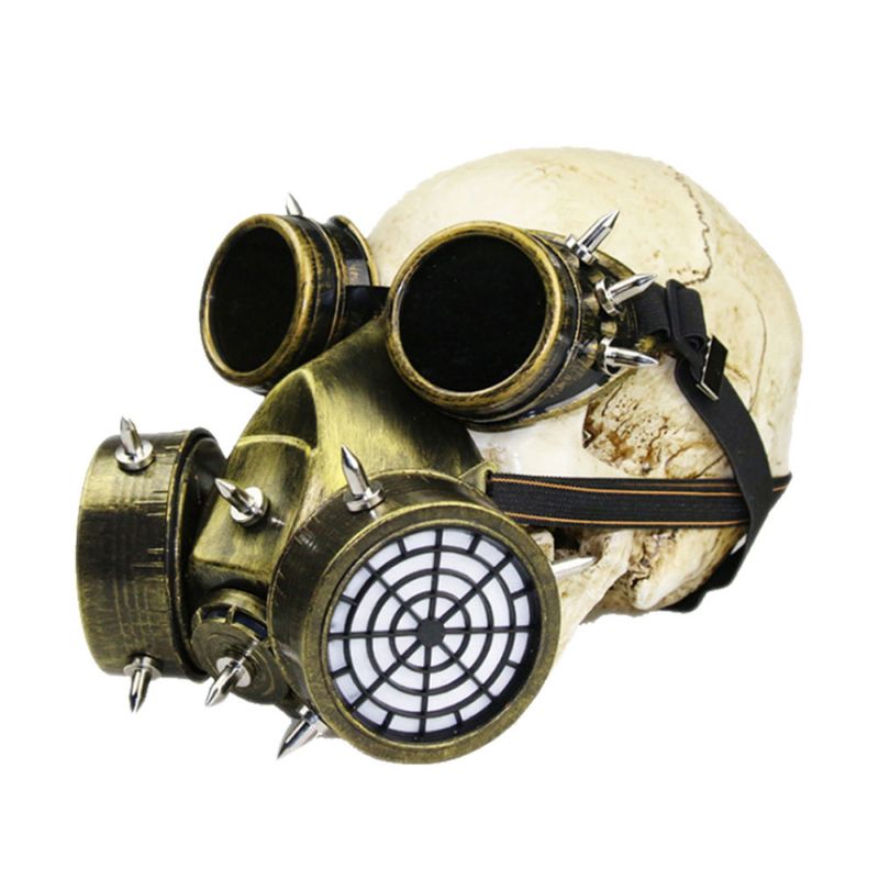 Steampunk Gassmaske Naglebriller Resin Skeleton Warrior Dødsmaske Masquerade Cosplay Tilbehør Til Halloween-festgave